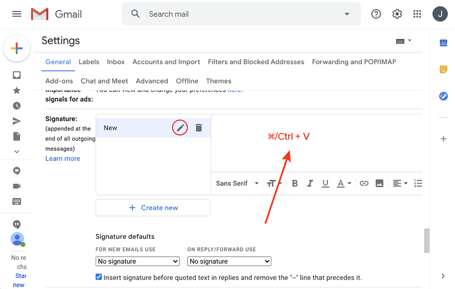 Gmail signature step 4 Gmail signature step 4