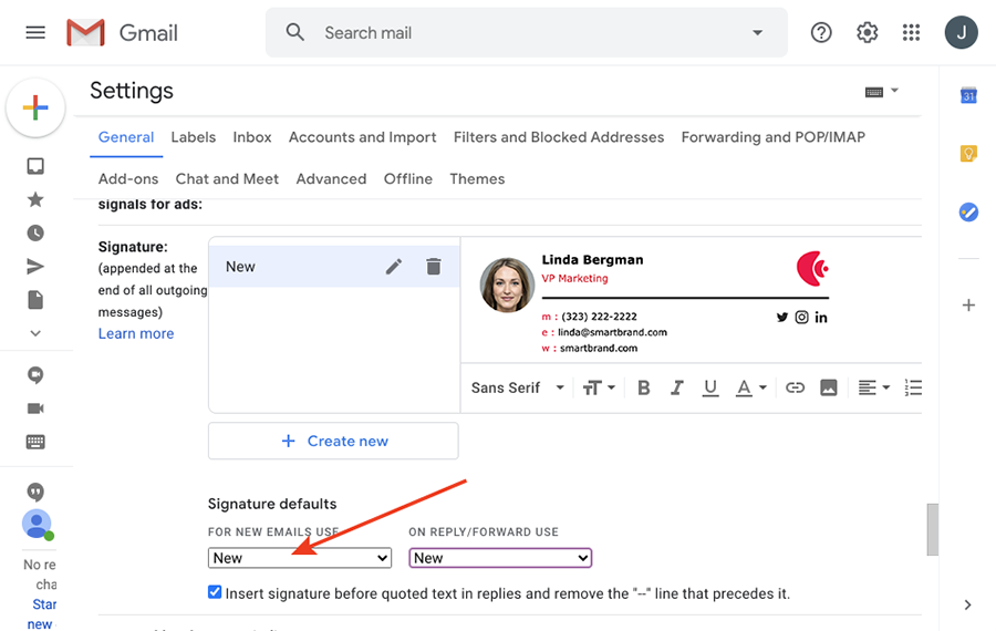 Gmail signature step 5 Gmail signature step 5